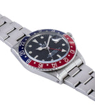 for sale Rolex GMT Master 1675 vintage steel traveller sport watch Pepsi bezel for sale online at A Collected Man London vintage watch specialist