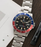 selling vintage Rolex GMT-Master 16750 steel sport traveller watch for sale online at A Collected Man London vintage watch specialist