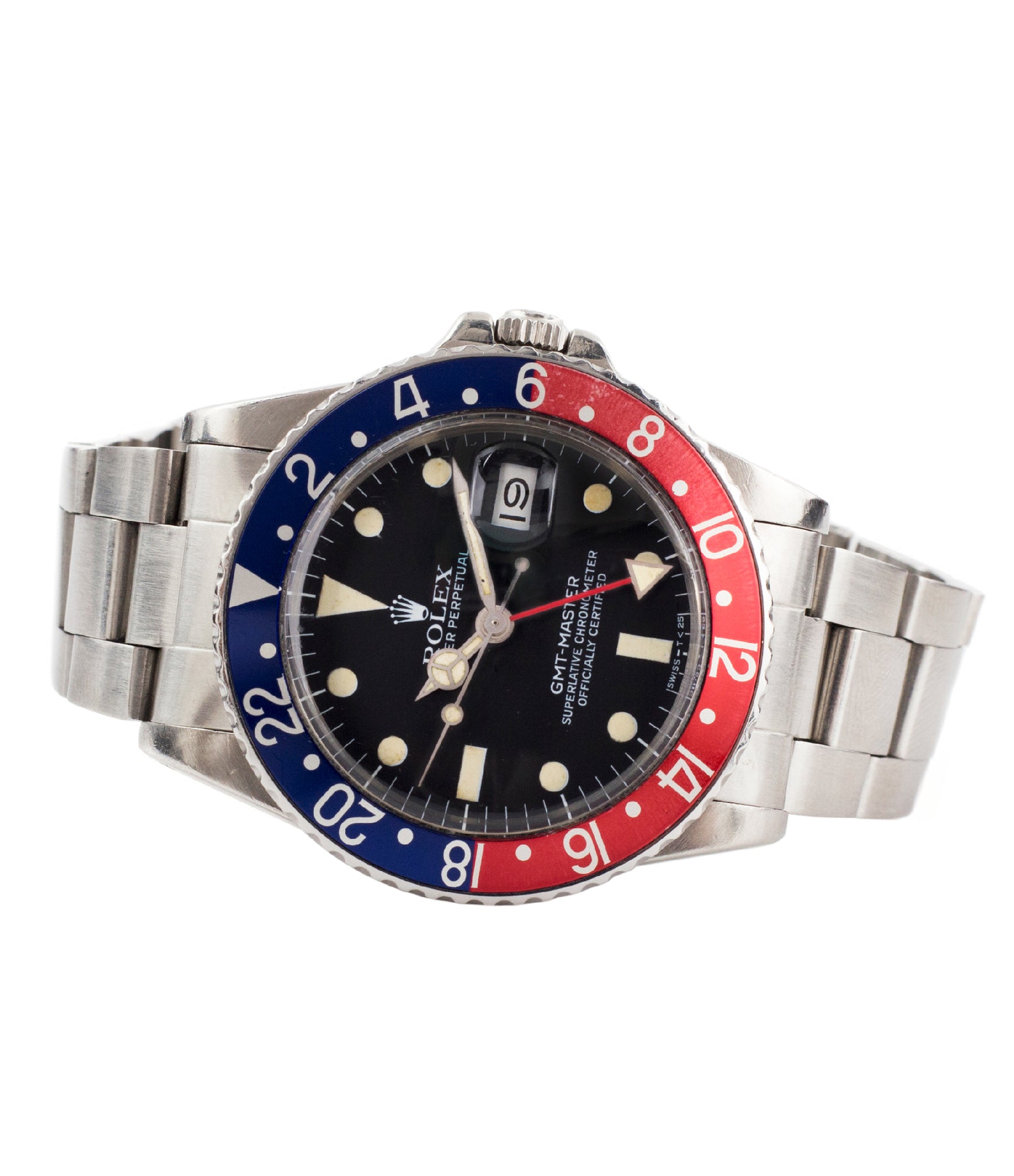 buy Rolex 16750 GMT-Master Pepsi bezel steel sport traveller watch for sale online at A Collected Man London vintage watch specialist