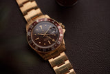 collecting vintage Rolex watches GMT-Master Concorde 1675/8 yellow gold watch full set for sale online at A Collected Man London UK specialist of rare watches