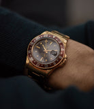 men's luxury wristwatch vintage Rolex GMT-Master Concorde 1675/8 yellow gold watch full set for sale online at A Collected Man London UK specialist of rare watches