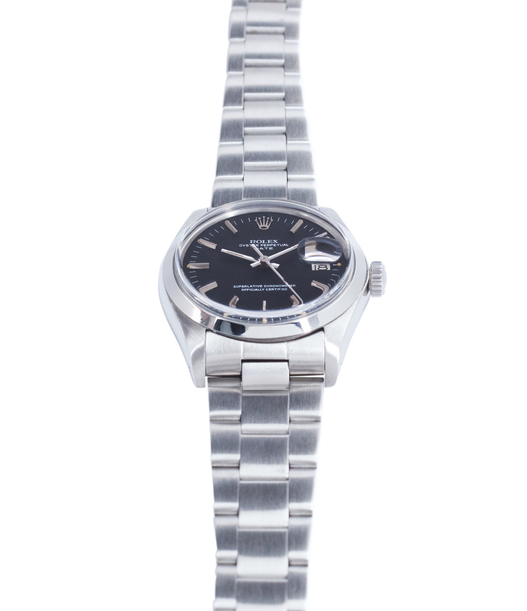 for sale Rolex 1500 steel black sigma dial date sports vintage watch for sale online at A Collected Man vintage watch specialist