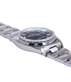 vintage steel Rolex 1500 black sigma dial date sports vintage watch for sale online at A Collected Man vintage watch specialist