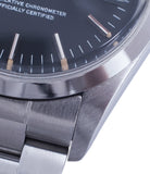 white gold index markers sigma dial Rolex 1500 steel black date sports vintage watch for sale online at A Collected Man vintage watch specialist