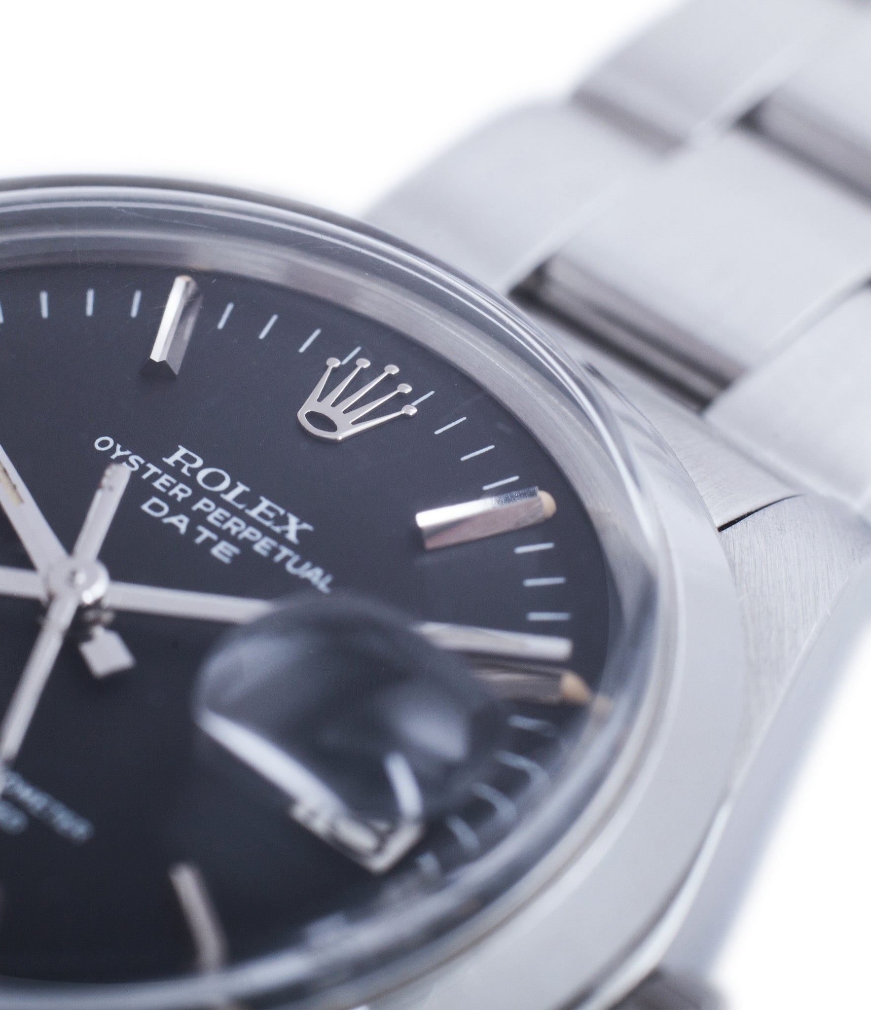 sigma dial Rolex 1500 steel black date sports vintage watch for sale online at A Collected Man vintage watch specialist