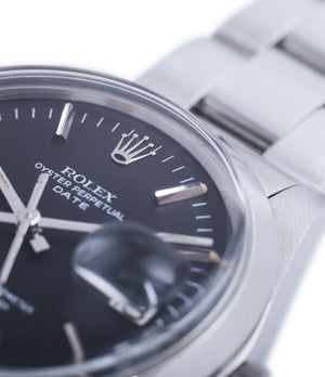 sigma dial Rolex 1500 steel black date sports vintage watch for sale online at A Collected Man vintage watch specialist