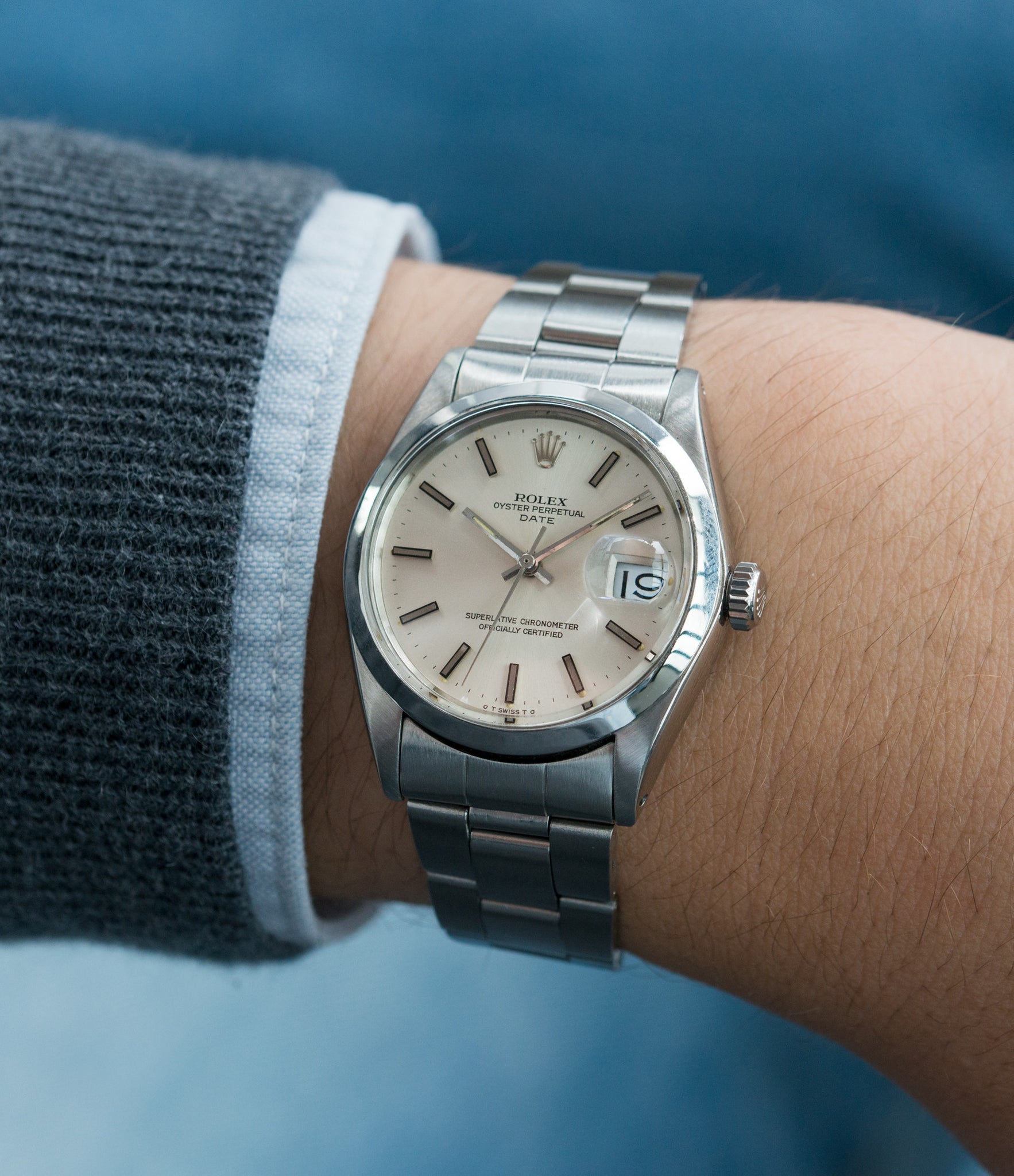 buy vintage wristwatch Rolex Oyster Date 1500 steel vintage watch full set for sale online at A Collected Man rare vintage watch specialist