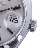 vintage date silver dial Rolex Oyster Date 1500 steel vintage watch full set for sale online at A Collected Man rare vintage watch specialist