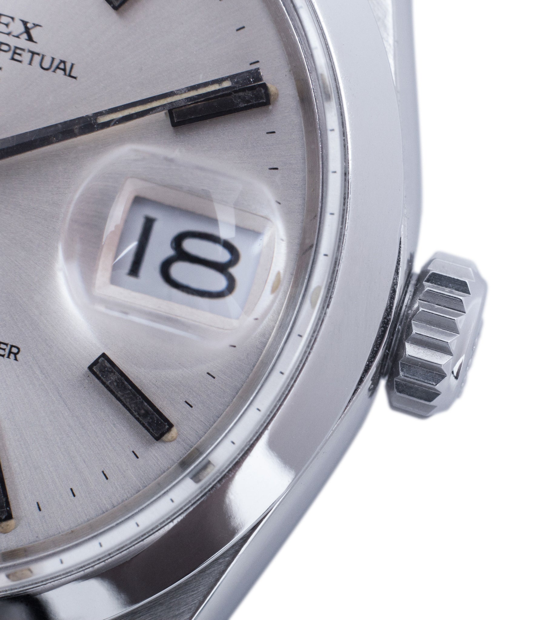 vintage date silver dial Rolex Oyster Date 1500 steel vintage watch full set for sale online at A Collected Man rare vintage watch specialist