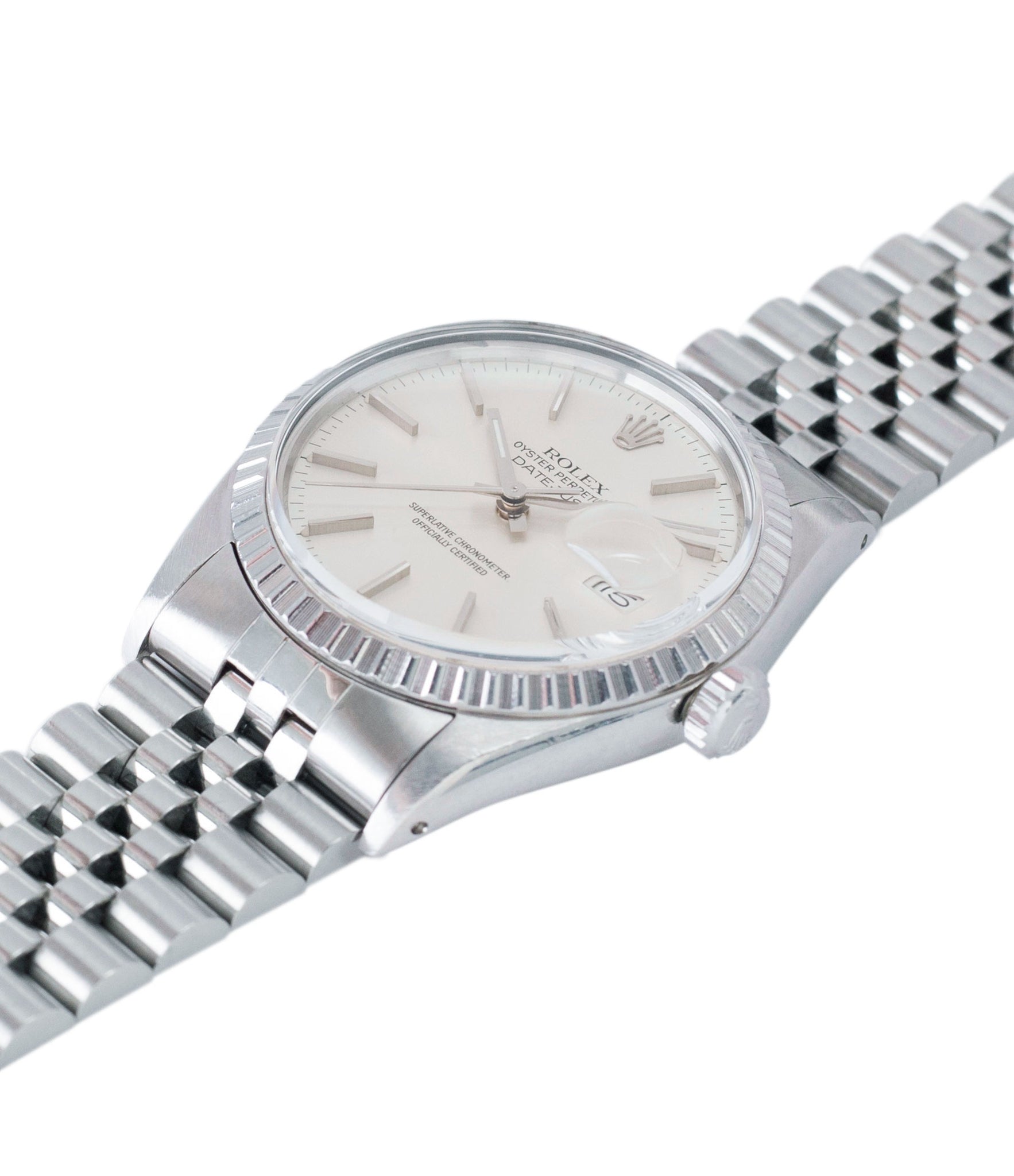 shop vintage full set Rolex Oyster Perpetual Datejust 16030 steel automatic silver dial watch Jubilee bracelet for sale online at A Collected Man London UK vintage watch specialist