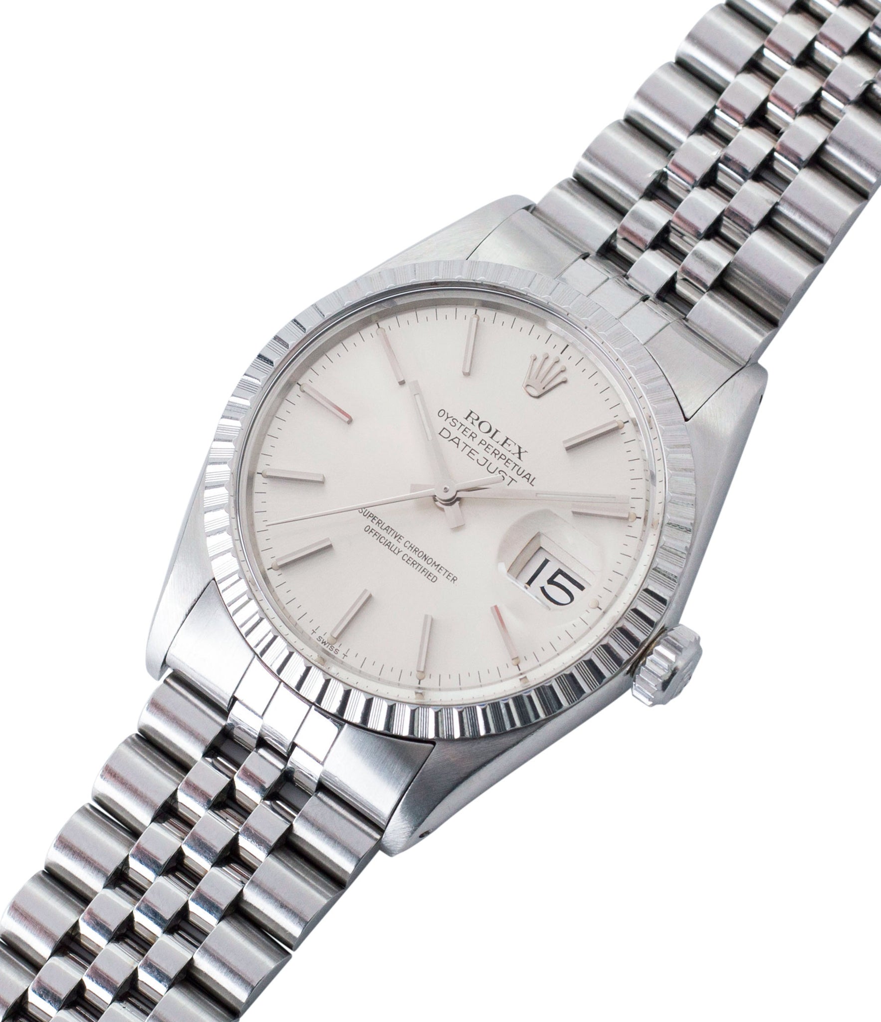 buying vintage full set Rolex Oyster Perpetual Datejust 16030 steel automatic silver dial watch Jubilee bracelet for sale online at A Collected Man London UK vintage watch specialist
