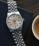 classic men's vintage dress watch Rolex Datejust 16030 steel automatic silver dial watch Jubilee bracelet for sale online at A Collected Man London UK vintage watch specialist