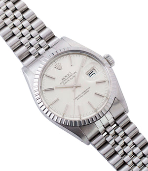 selling vintage full set Rolex Oyster Perpetual Datejust 16030 steel automatic silver dial watch Jubilee bracelet for sale online at A Collected Man London UK vintage watch specialist