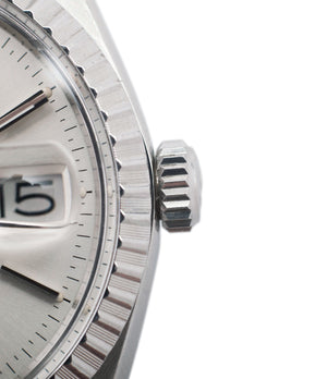 date Rolex Datejust 16030 steel automatic silver dial watch Jubilee bracelet for sale online at A Collected Man London UK vintage watch specialist