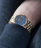 men's blue dial Day-Date vintage Rolex 1803 Oyster Perpetual Cal. 1556 gold watch for sale online at A Collected Man London UK specialist of rare watches