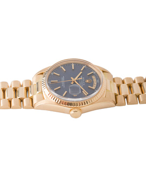 for sale blue dial Day-Date vintage Rolex 1803 Oyster Perpetual Cal. 1556 gold watch for sale online at A Collected Man London UK specialist of rare watches