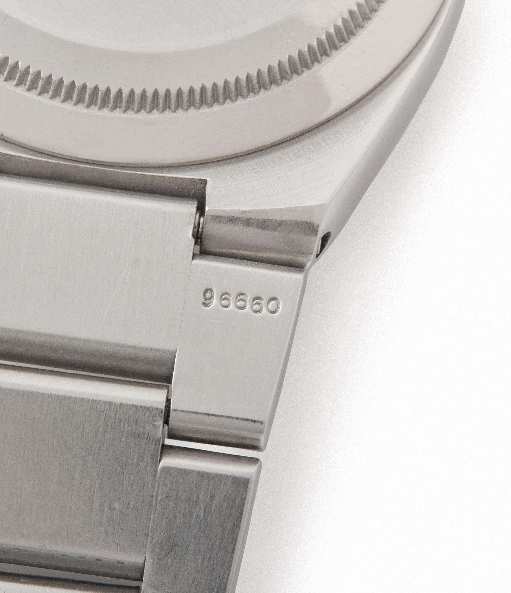 96660 integrated Rolex bracelet on vintage Rolex Oyster Perpetual 1530 steel sport watch with papers for sale online at A Collected Man London UK specialist of rare watches