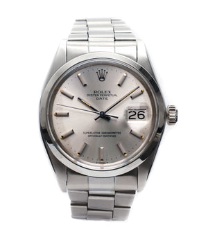 buy vintage Rolex 1500 Oyster Perpetual Date steel sport watch online for sale at A Collected Man London vintage watch specialist