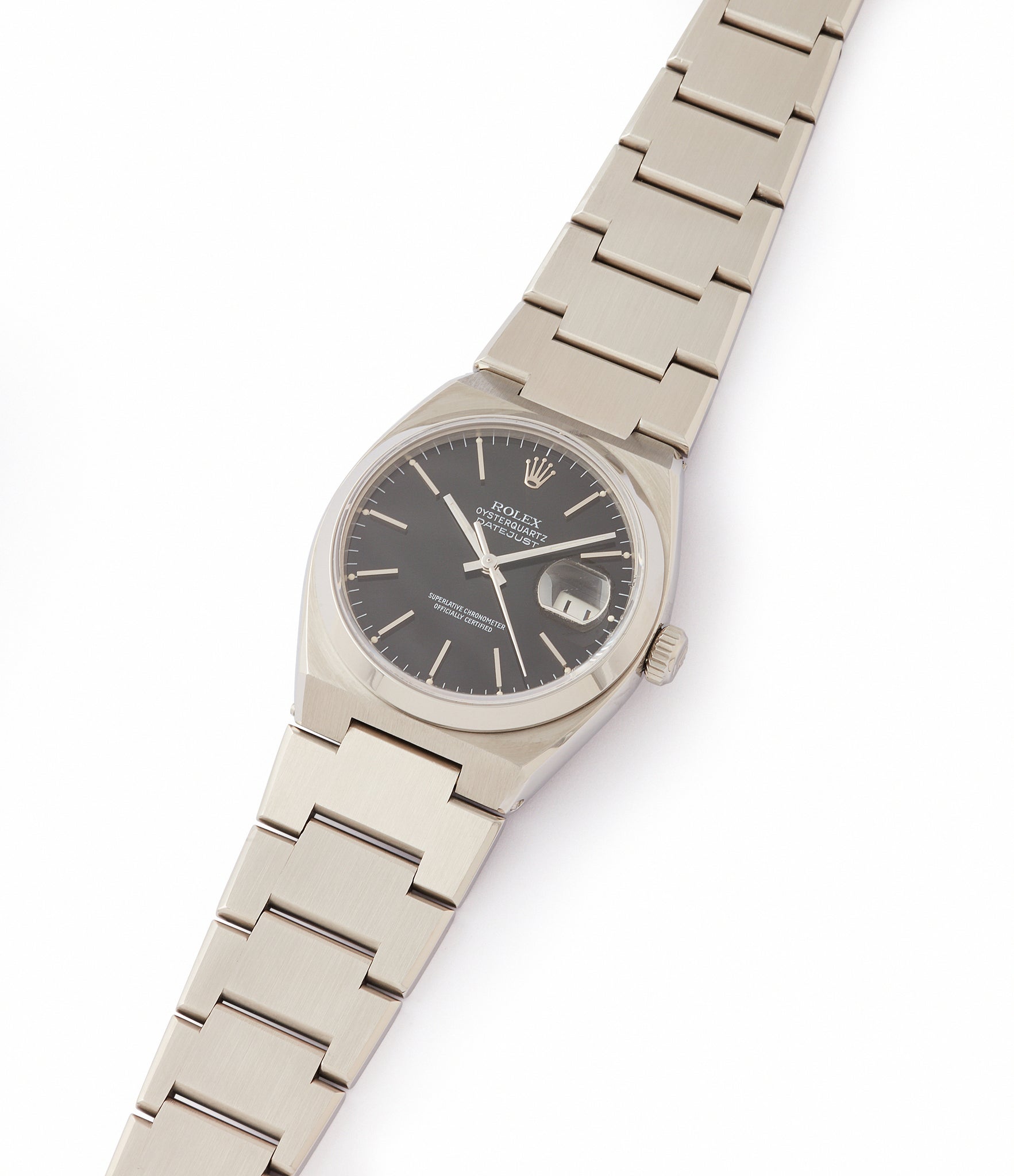 shop London vintage Rolex Oysterquartz Datejust ref. 17000 steel sport watch full set for sale online at A Collected Man London specialist of rare watches
