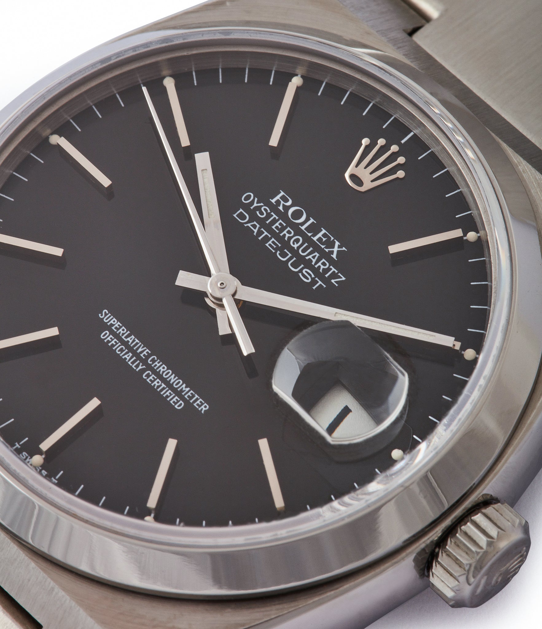 black dial Rolex Datejust Oysterquartz ref. 17000 steel sport watch full set for sale online at A Collected Man London specialist of rare watches