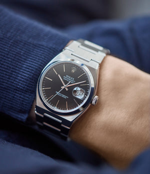 on the wrist vintage Rolex Oysterquartz Datejust ref. 17000 steel sport watch full set for sale online at A Collected Man London specialist of rare watches