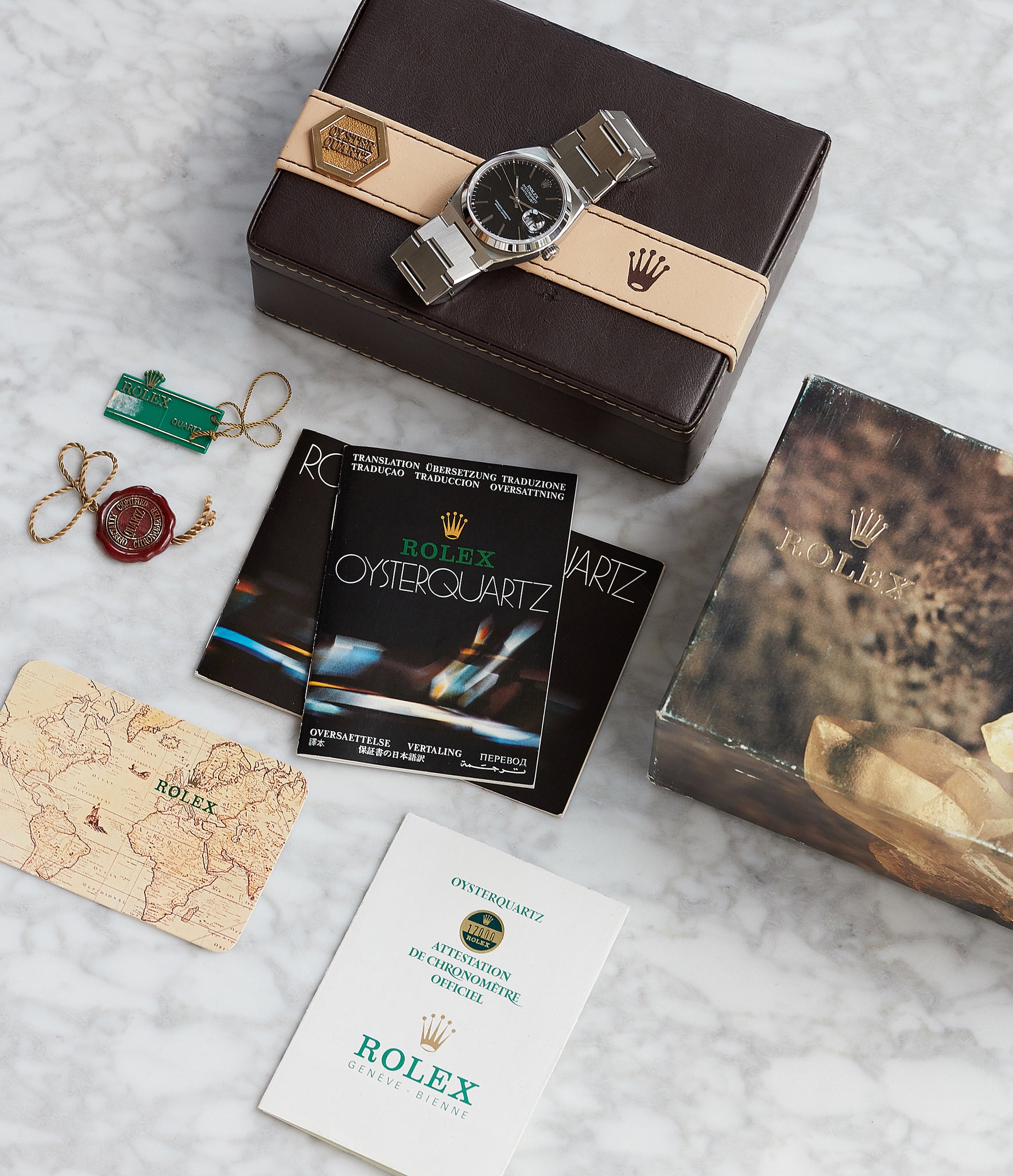 full set vintage Rolex Oysterquartz Datejust ref. 17000 steel sport watch for sale online at A Collected Man London specialist of rare watches