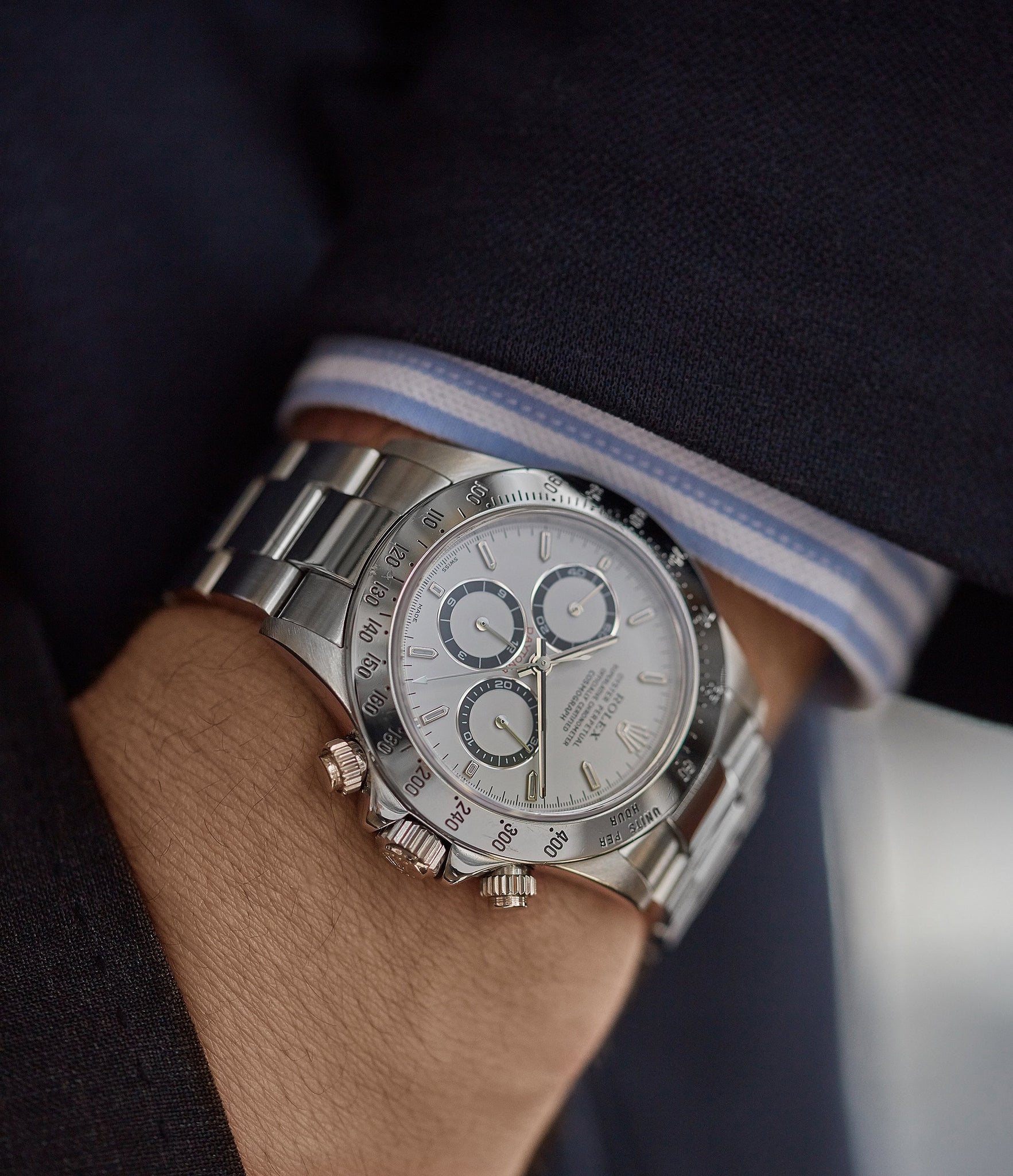 men's luxury sports watch Rolex Daytona 16520 Zenith steel vintage chronograph sports watch full set for sale online A Collected Man London specialist rare watches