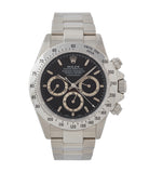buy vintage Rolex Zenith Daytona 16520 P series steel chronograph watch black dial for sale online at A Collected Man London UK specialist of rare watches
