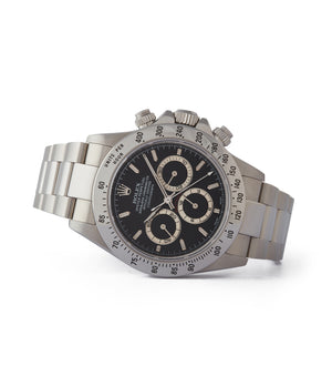 rare Rolex Zenith Daytona 16520 P series steel chronograph watch black dial for sale online at A Collected Man London UK specialist of rare watches