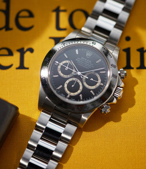 Rolex Zenith Daytona 16520 P series steel chronograph watch black dial for sale online at A Collected Man London UK specialist of rare watches