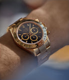 full set Rolex Daytona Automatique 16528 Zenith yellow gold black dial vintage watch for sale online at A Collected Man London UK specialist of rare watches