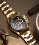 Rolex Automatique 16528 Daytona Zenith yellow gold black dial full set vintage watch for sale online at A Collected Man London UK specialist of rare watches