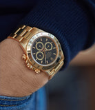 men's wristwatch Rolex 16528 Daytona Zenith yellow gold black dial full set vintage watch for sale online at A Collected Man London UK specialist of rare watches
