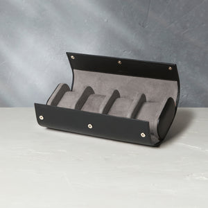 Rome, four-watch roll, black, saffiano leather | Buy A Collected Man Accessories | Available Worldwide