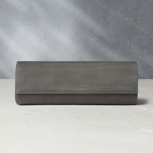 Rome, four-watch roll Four-watch oval-shaped roll in charcoal grey nubuck leather | A Collected Man | Available Worldwide