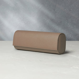 Rome, four-watch roll Four-watch oval-shaped roll in truffle grained leather | Available Worldwide | A Collected Man
