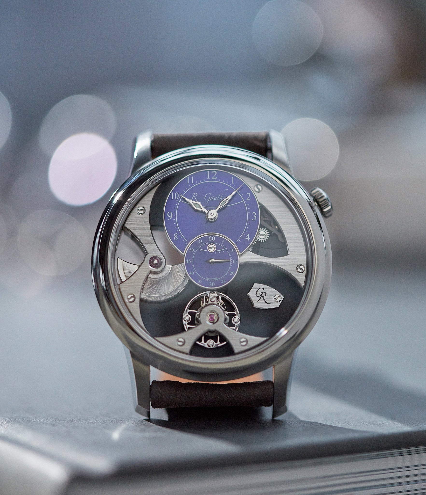 independent watchmaker Romain Gauthier Insight Micro-rotor titanium blue enamel dial limited edition watch for sale online A Collected Man London