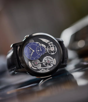 Limited Edition 1 of 5 Romain Gauthier Logical One BTG titanium watch blue enamel dial for sale online at A Collected Man London UK specialist of independent watchmakers