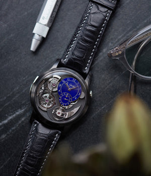 Romain Gauthier Limited Edition Logical One BTG titanium watch blue enamel dial for sale online at A Collected Man London UK specialist of independent watchmakers