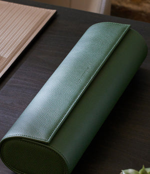 Rome, four-watch roll, emerald, grained leather | Buy at A Collected Man London