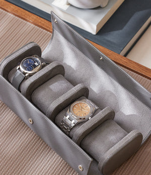 Rome, four-watch roll, lava grey, saffiano leather | Buy at A Collected Man London