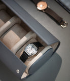 Rome, four-watch roll Four-watch oval-shaped roll in shark grey grained leather | Available World Wide | A Collected Man