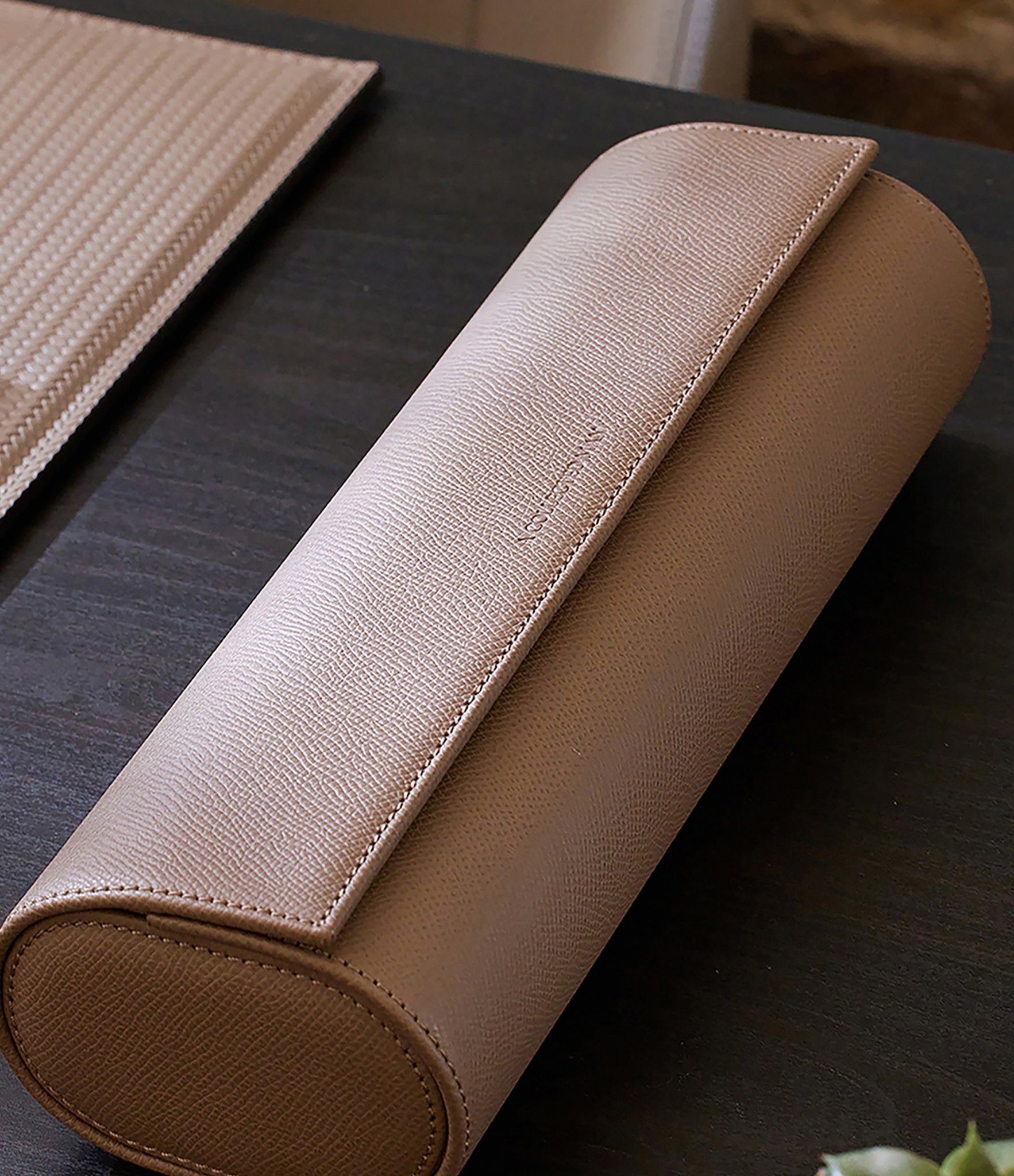 Rome, four-watch roll, taupe grey, grained leather | Buy at A Collected Man London