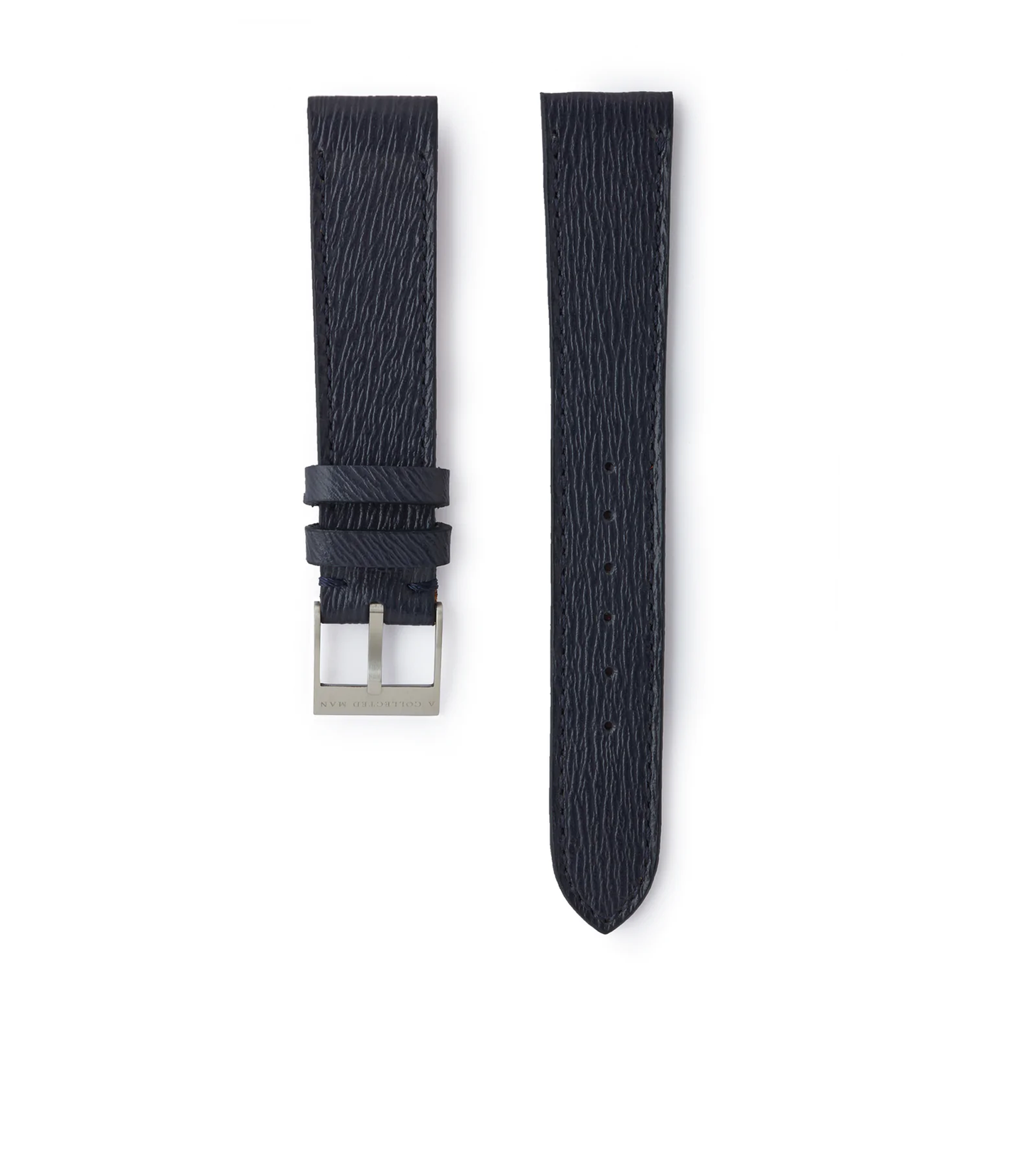 Order Santorini JPM watch strap navy blue saffiano leather quick-release springbars buckle handcrafted European-made for sale online at A Collected Man London