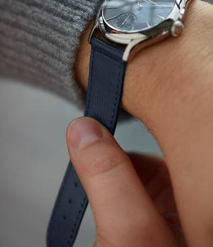 Buy saffiano quality watch strap in cosmic blue blue from A Collected Man London, in short or regular lengths. We are proud to offer these hand-crafted watch straps, thoughtfully made in Europe, to suit your watch. Available to order online for worldwide delivery.