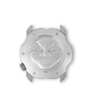 Sarpaneva Korona K0 Stainless Steel | Moon Face caseback | On-wrist | Buy at A Collected Man | Available Worldwide
