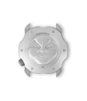 Sarpaneva Korona K0 Stainless Steel | Moon Face caseback | On-wrist | Buy at A Collected Man | Available Worldwide