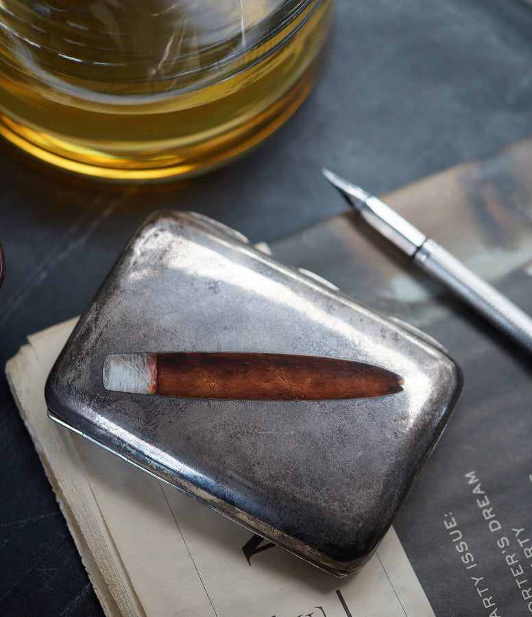 Sir David Tang silver enamel cigar case by George Hunter I of London men's rare object A Collected Man London UK specialist gentleman collectables