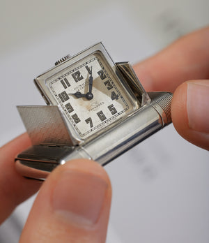 Vintage silver  Tavannes & Co Dunhill bag watch available at A Collected Man London