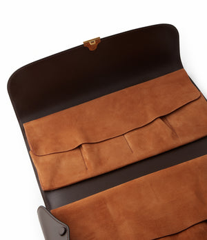 The Armoury watch satchel travel case brown leather by Ortus Japanese-made case A Collected Man London 
